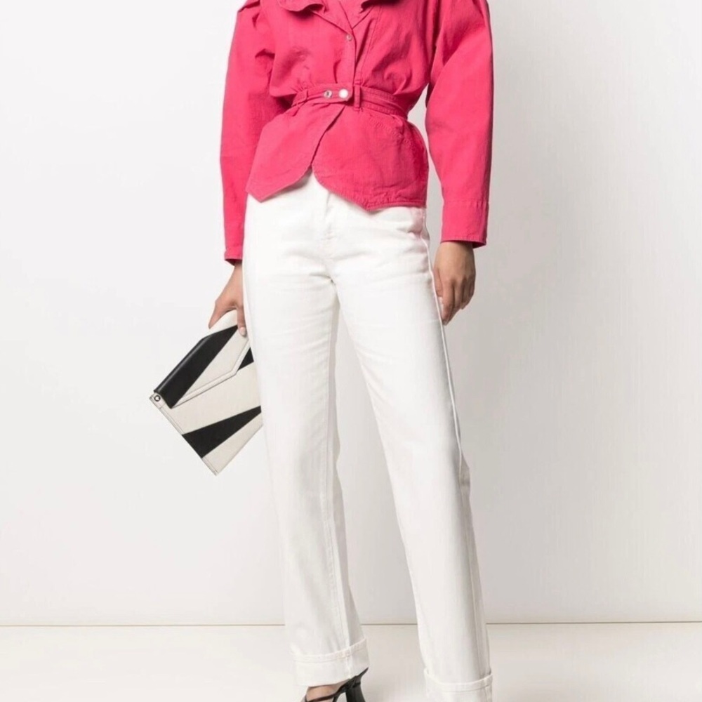 ISABEL MARANT EPALINE Linen Cotton Ruffle Collar Jacket 80s Style Women’s 34